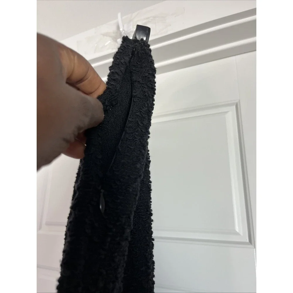 St John Knit Black Textured Wool Blend Pencil Skirt Size 16 Luxury